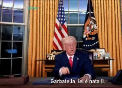 Fratelli di Crozza, Trump chiama a raccolta i suoi servi: da Scholz a Macron, Von Der Leyen e Gentiloni