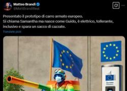Carro armato europeo "lgbt e gender fluid, si chiama Samantha ma nasce Guido, elettrico, inclusivo e spara caz*ate"