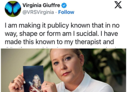 Caso Epstein, morte Virginia Giuffre: al vaglio ipotesi suicidio, ma il tweet del 2019 smentisce: "Non ho tendenze autolesionistiche, troppi vogliono che taccia" 