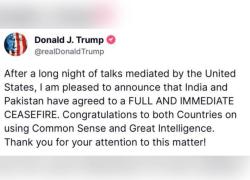Guerra India-Pakistan, annunciato cessate il fuoco immediato, Trump: “Stati Uniti mediatori per tregua piena, prevalso buon senso e intelligenza”