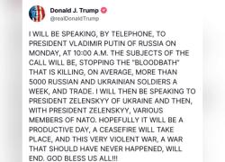 Ucraina, Trump: “Lunedì chiamerò Putin e poi Zelensky per fermare il ‘bagno di sangue’, spero finisca questa guerra molto violenta”