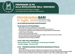 Arriva a Bari la terza tappa di H2InComune, la rivoluzione dell’idrogeno con H2IT, RENAEL e Regione Puglia per sensibilizzare la Pubblica Amministrazione 