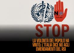 Oms, Corvelva: "L'Italia dice NO alle modifiche del Regolamento Sanitario Internazionale! Vittoria di libertà, democrazia e sovranità"