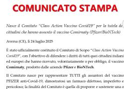 Italia, istituito comitato "class action vaccino Covid" per tutelare chi ha ricevuto e subito danni dal siero di Pfizer, primo Paese al mondo