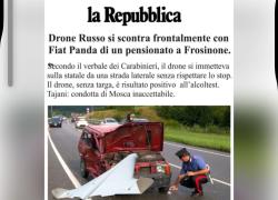"Drone russo si scontra frontalmente con Fiat Panda di un pensionato a Frosinone", scoppia la parodia in rete