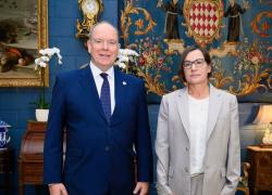Alberto di Monaco ha ricevuto in udienza, Mirjana Spoljaric, Presidente del Comitato Internazionale della Croce Rossa e della Mezzaluna Rossa (CICR)