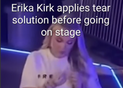 Omicidio Charlie Kirk, moglie Erika "applica soluzione per lacrime finte" prima di evento di commemorazione all'Universit&agrave; del Mississippi - VIDEO