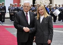 Incontro Abu Mazen (Mahmoud Abbas) - Meloni, presidente Anp: "L'Italia riconosca la Palestina e soluzione 2 Stati negata da Israele"