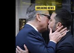 "Zelensky bacia sulla bocca Starmer tre volte al suo arrivo a Downing Street a Londra, dopo un caloroso abbraccio", il VIDEO AI virale