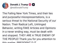 Caso Epstein, Trump condanna NYT per articoli sul suo rapporto con ex finanziere: "Tutte bugie, il giornale minaccia la sicurezza nazionale"