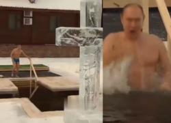 Il bagno di Putin in boxer nell'acqua ghiacciata a -20&deg;C per l'Epifania ortodossa, lo zar fa il segno della croce prima delle tre immersioni - VIDEO