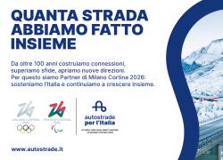 Autostrade per l&rsquo;Italia collabora con Milano Cortina 2026; avviata la campagna &ldquo;Quanta strada abbiamo fatto insieme&rdquo;