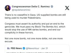 Usa, deputata dem Ramirez attacca Trump: "Non c'&egrave; cessate il fuoco a Gaza, le nostre bombe e Israele continuano a uccidere palestinesi"