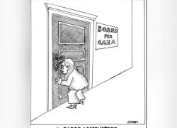 Board of Peace per Gaza, vignetta di Giannelli sull'Italia "Paese osservatore": Meloni guarda dal buco della serratura di una porta