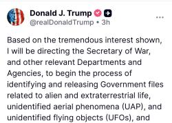Usa, Trump annuncia: "Rilasceremo file governativi su alieni, Ufo ed extraterrestri, questioni estremamente importanti e interessanti"