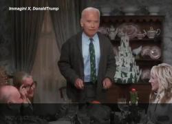 Trump spunta fuori dal tacchino, canta, balla e rovina la festa del ringraziamento a Biden, il VIDEO IA