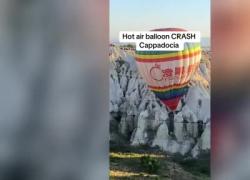 Turchia, mongolfiera con 20 turisti a bordo si schianta sulle rocce del camino delle fate in cappadocia a causa del forte vento - VIDEO