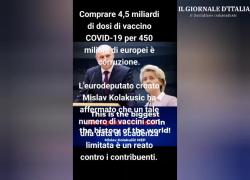Vaccino Covid, eurodeputato Kolakusic: "Ue ha comprato 4,5 mld di dosi per 450 mln di persone (10 ciascuna) e con scadenza limitata: reato contro i contribuenti" - VIDEO
