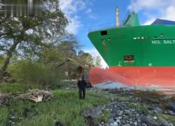 Norvegia, nave portacontainer NCL Salten si incaglia vicino a una casa, il proprietario: "5 metri in più e sarebbe entrata in camera" - VIDEO