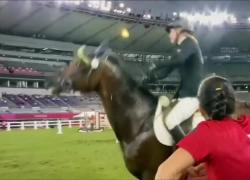 Olimpiadi 2020, allenatrice tedesca picchia il cavallo che non salta: VIDEO