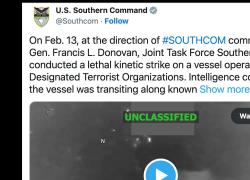 Usa attaccano 1 nave di "narcoterroristi" nel Mar dei Caraibi,  Pentagono: "3 morti, raid guidato dal generale Donovan" - VIDEO