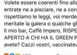 Trieste, bufera sul bar Caffè Impero: "No vax me**e criminali infette". Ma la titolare smentisce: "Mi hanno hackerato il profilo"