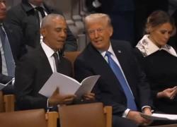 Funerali Carter, Obama ride a una battuta di Trump, Kamala Harris li guarda e la sua reazione è già un meme - VIDEO