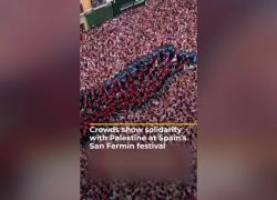 Festa di San Firmino a Pamplona, fiume di folla di oltre 30mila persone, cori "Palestina libera" e "stop al genocidio a Gaza” - VIDEO