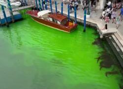 Venezia, Canal Grande si tinge di verde fluo. È liquido tracciante - VIDEO