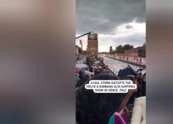 Grandinata estrema rovina la sfilata di Dolce e Gabbana a Venezia: Vip costretti a scappare, i modelli...VIDEO