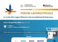 Consulenti lavoro: doppio appuntamento per Forum Lavoro/Fiscale 2026, 22 e 29 gennaio