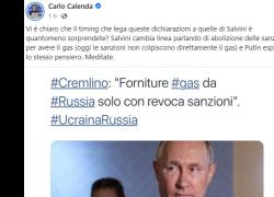 Sanzioni Russia, Calenda attacca "il cambio di rotta" di Salvini con un post. Ma per lui finisce male: asfaltato dai commenti