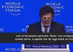 Milei al Wef di Davos: "Nessuno vi dica che la vostra ambizione è immorale, non lasciatevi intimorire. Viva la libertà, ca**o" - VIDEO