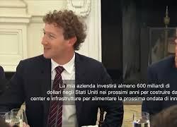 Zuckeberg con Trump alla Casa Bianca: Investo 600 miliardi negli Usa entro 2028