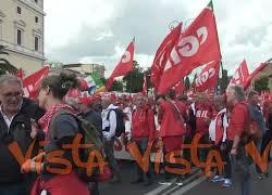 "Democrazia al lavoro", la manifestazione della Cgil a Roma, la partenza del corteo