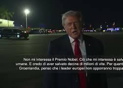 Trump: Non mi importa del Nobel per la pace, ma di salvare vite