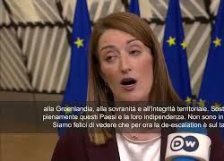 Metsola: Bene de-escalation su Groenlandia, avanti con accordo commerciale Ue-Usa