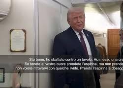 Trump spiega livido sulla sua mano: L'ho sbattuta contro un tavolo. Ematoma colpa dell'aspirina SOTT