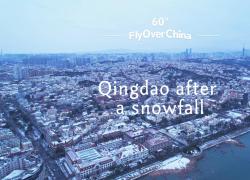 Cina: tour con drone della città innevata di Qingdao