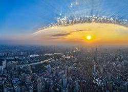 Cina: Guangdong, paesaggio al tramonto di Guangzhou