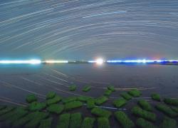 Cina: Heilongjiang, panorama notturno delle risaie (1)