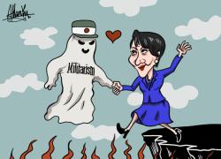 La vignetta: il ballo con il militarismo giapponese