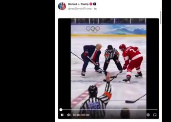Olimpiadi, Trump posta VIDEO AI di lui che vince a hockey con Canada e deride parole di Trudeau "Non avrai il Paese n&eacute; il nostro gioco"