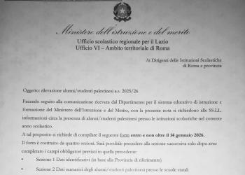 Circolare censimento bambini palestinesi nelle scuole