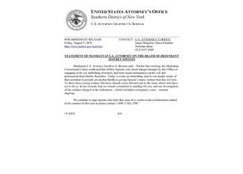 Epstein Files, morte Jeffrey anticipata