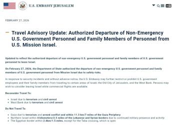 Usa evacua "con urgenza" staff governativo non essenziale da Iraq e Israele e avverte: "Stare a 11,3km da Gaza e 4km da Libano"