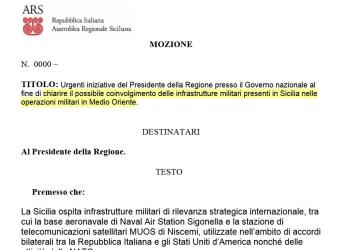 Droni da Sigonella, deputati ARS depositano mozione contro governo regionale per chiarire "coinvolgimento nella guerra all'Iran" - IL DOCUMENTO