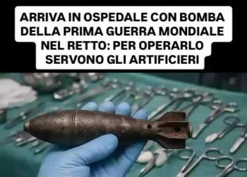 Tolosa, 24enne in ospedale con bomba a mano del 1918 nel retto, lunga 16cm e larga 4, intervenuti artificieri durante operazione &ndash; VIDEO