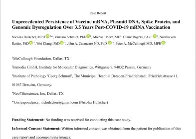 Vaccino Covid a mRNA, DNA plasmidico e proteina Spike nel corpo anche 3 anni e mezzo dopo inoculazione - lo STUDIO Usa