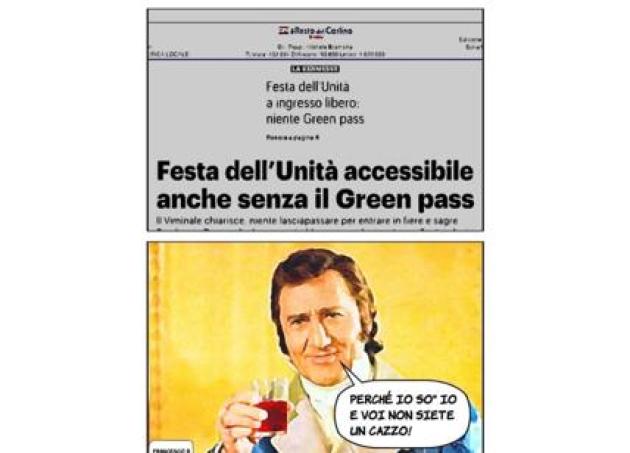 Festa dell'Unità 2021 senza Green pass.  Il web ironizza: "Perché io sono io..."